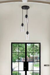 Living and Home Pendant Light with Wave Glass Lampshade in Black - thumbnail 6