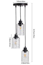 Living and Home Pendant Light with Wave Glass Lampshade in Black - thumbnail 3