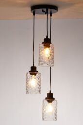 Living and Home Pendant Light with Wave Glass Lampshade in Black - thumbnail 5