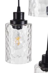 Living and Home Pendant Light with Wave Glass Lampshade in Black - thumbnail 4