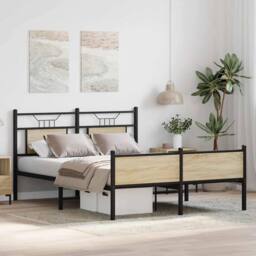 Berkfield Home Bed Frame without Mattress Sonoma Oak 140x200 cm Engineered Wood in Brown - thumbnail 5