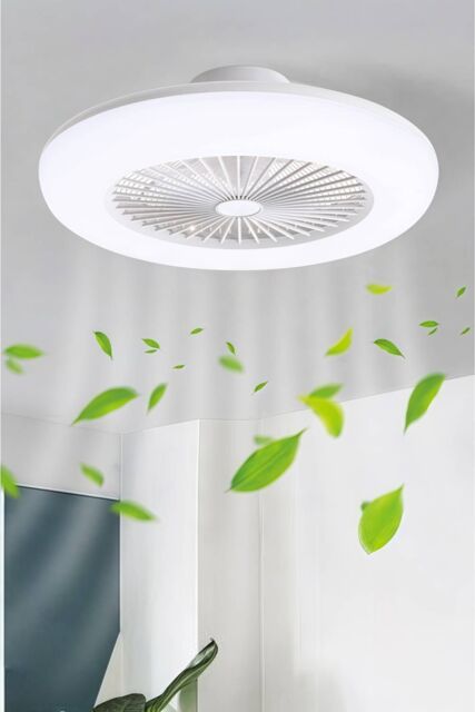 Living and Home Round Acrylic Ceiling Fan with LED Light in White - image 1