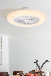 Living and Home Round Acrylic Ceiling Fan with LED Light in White - thumbnail 3