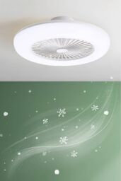 Living and Home Round Acrylic Ceiling Fan with LED Light in White - thumbnail 2