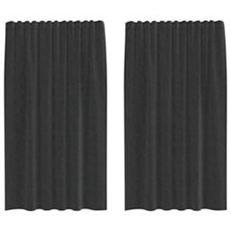 Berkfield Home Voile Curtains with Rod Pockets 2 pcs Black - thumbnail 2