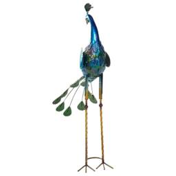 Wyld and Coco 75cm Hand-Painted Metal Peacock Figurine Blue - Indoor Outdoor Decor - thumbnail 4