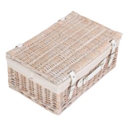 Red Hamper Wicker 45cm White Picnic Basket with Cotton Lining - thumbnail 3