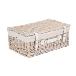 Red Hamper Wicker 45cm White Picnic Basket with Cotton Lining - thumbnail 2