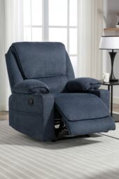 More4Homes Sydney 1 Seater Fabric Manual Recliner Chair with Cupholders in Blue - thumbnail 1