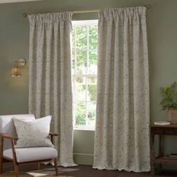 Morris & Co Acanthus Jacquard Fully Lined Pencil Pleat Curtains in Cream - Size: 168 cm width x 137 cm drop - thumbnail 4