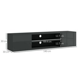 "HOMCOM Floating TV Stand Cabinet for 60"" TVs W/ Shelves & Cabinets in Grey" - thumbnail 3