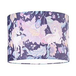 Happy Homewares Feminine Purple & Pink Cotton 10 Shade with Elegant Unicorns & Green Flowers - Size: 10 inches - thumbnail 2