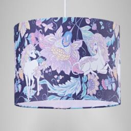 Happy Homewares Feminine Purple & Pink Cotton 10 Shade with Elegant Unicorns & Green Flowers - Size: 10 inches - thumbnail 7