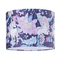 Happy Homewares Feminine Purple & Pink Cotton 10 Shade with Elegant Unicorns & Green Flowers - Size: 10 inches - thumbnail 1