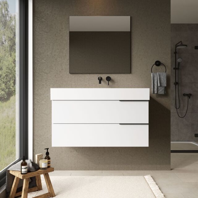 Banyetti Celtic 1000mm Wall Hung Bathroom Vanity Unit with Veneto No Tap Hole Basin - Gloss White - image 1