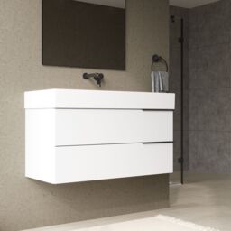 Banyetti Celtic 1000mm Wall Hung Bathroom Vanity Unit with Veneto No Tap Hole Basin - Gloss White - thumbnail 3