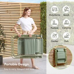 VonHaus Verona Set of 2 Textilene Folding Garden Zero Gravity Chairs in Green - Size: 2 Pack - thumbnail 5