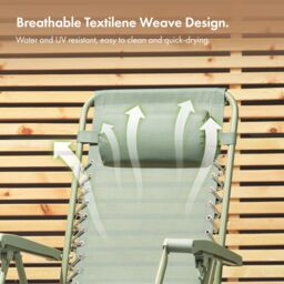 VonHaus Verona Set of 2 Textilene Folding Garden Zero Gravity Chairs in Green - Size: 2 Pack - thumbnail 6