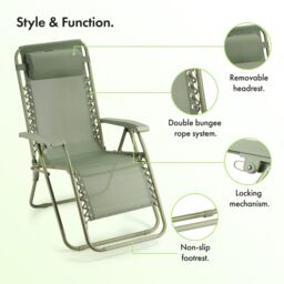 VonHaus Verona Set of 2 Textilene Folding Garden Zero Gravity Chairs in Green - Size: 2 Pack - thumbnail 8