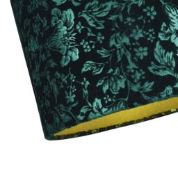 Happy Homewares Floral Decorated Forest & Emerald Green Velvet Fabric Shade with Inner Lining in Dark Green - Size: 10 inches - thumbnail 3