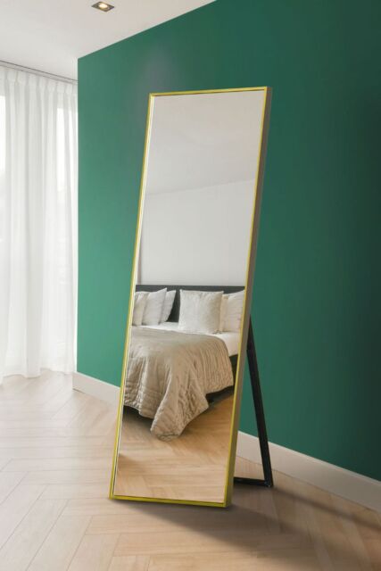 "MirrorOutlet Gold Aluminium Edged Wall Mirror 67"" X 23"" (170CM X 58CM) - Size: 1 Pack" - image 1