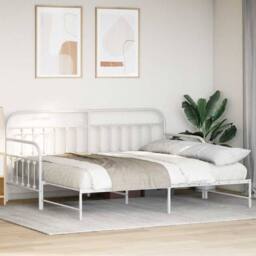 Berkfield Home White Daybed Frame with Trundle White 100x190 cm Steel - thumbnail 4