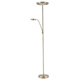 Happy Homewares Halo LED Mother & Child Floor Lamp in Antique Brass with Dimmers in Metallic Gold