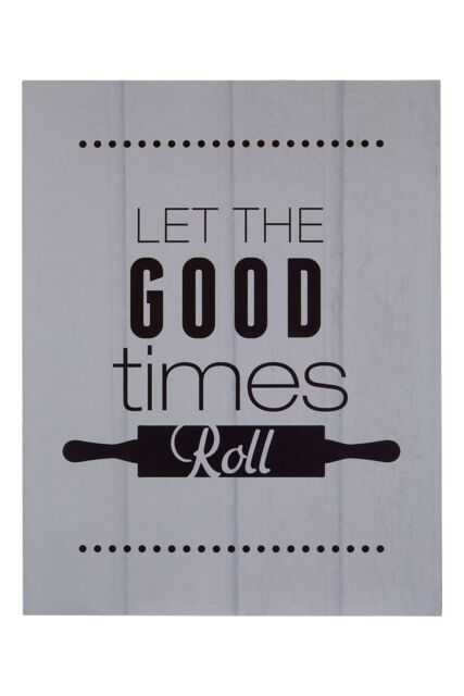 Orsina Let The Good Times Roll Wall Plaque, Fun Rolling Pin Graphic With Playful Typography, Lighthearted Decor in Grey - image 1