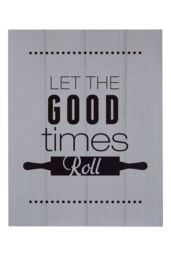 Orsina Let The Good Times Roll Wall Plaque, Fun Rolling Pin Graphic With Playful Typography, Lighthearted Decor in Grey - thumbnail 1