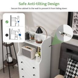 Costway 3-Drawer Dresser Utility Storage Organizer Modern Chest of Drawers with Shelves in White - thumbnail 5