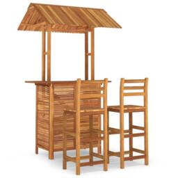 Berkfield Home 3 Piece Garden Bar Set Solid Wood Acacia in Brown - thumbnail 2