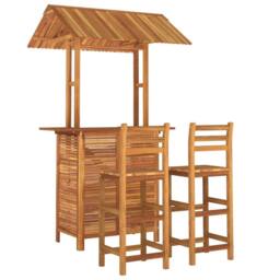 Berkfield Home 3 Piece Garden Bar Set Solid Wood Acacia in Brown - thumbnail 3
