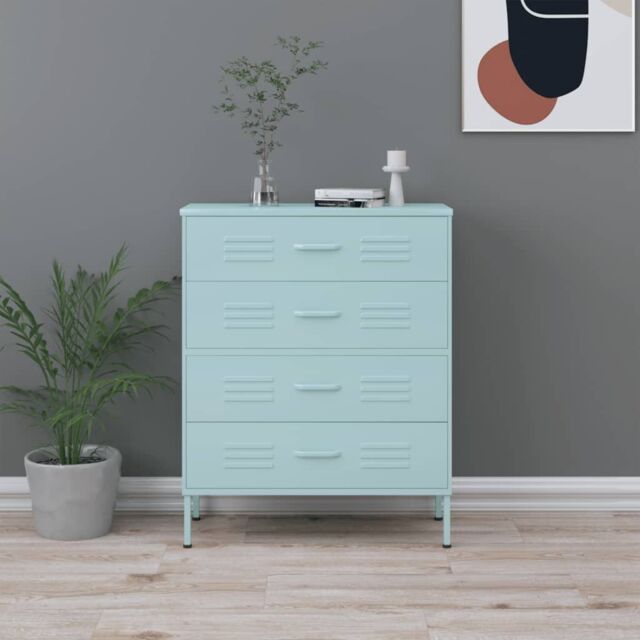 Berkfield Home Chest of Drawers Mint 80x35x101.5 cm Steel in Blue - image 1