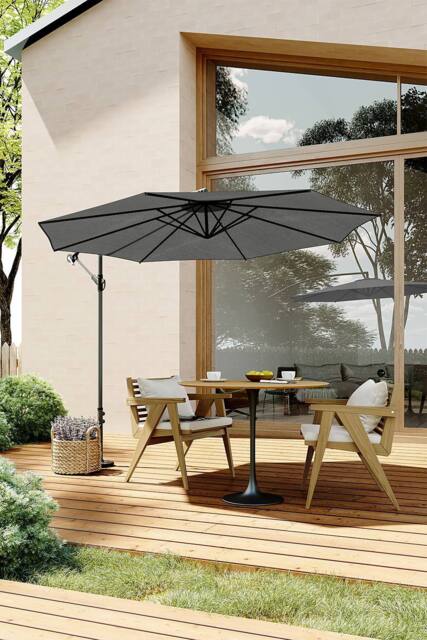 Living and Home 3m Cantilever Garden Parasol（Base is not included） in Grey - image 1