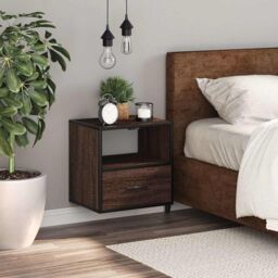 Berkfield Home Wall-mounted Bedside Cabinet Brown Oak 40x31x39.5 cm - thumbnail 3