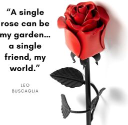 Novecrafto World of Nature Handcrafted Iron Rose For Anniversary - Black 100% Forged Iron in Red - thumbnail 6