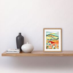 "Artery8 Wall Art Print Chianti Italy Rolling Hills Folk Artwork Framed 9X7 Inch in Beige - Size: W7"" x H9""" - thumbnail 2