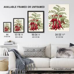 "Artery8 New Zealand Kaka Beak Plant Flowers Featon Wall Art Poster Print in Beige - Size: W12"" x H16""" - thumbnail 3