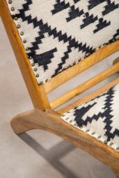 Orsina Berber Style Chair, Mango Wood Frame Upholstered Accent Chair, Tribal Motif Cotton Armchair With Foam Padding - thumbnail 4