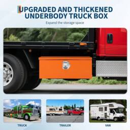 VOGREX Heavy Duty Diamond Plate Steel Truck Tool Box in Orange - thumbnail 6