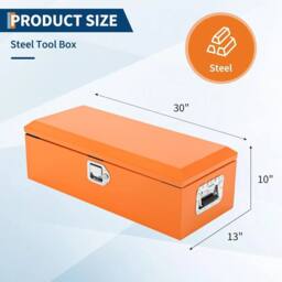 VOGREX Heavy Duty Diamond Plate Steel Truck Tool Box in Orange - thumbnail 2