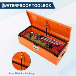 VOGREX Heavy Duty Diamond Plate Steel Truck Tool Box in Orange - thumbnail 4