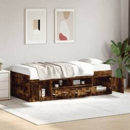 Berkfield Home Daybed with Drawers without Mattress Smoked Oak 100x200 cm in Brown - thumbnail 2