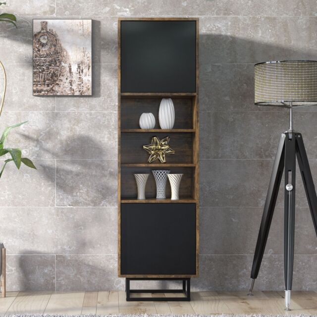 Mex Furniture LTD Display Cabinet 175cm Loft / Industrial in Dark Brown - image 1