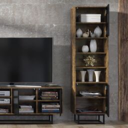 Mex Furniture LTD Display Cabinet 175cm Loft / Industrial in Dark Brown - thumbnail 5