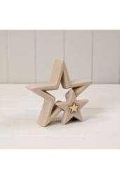 KDMD Sand Texture Effect Ceramic Star Decoration - 15mm in Light Sand - thumbnail 1