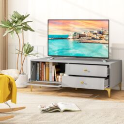 Costway TV Stand for 55-Inch TV 120cm TV Console Cabinet in Grey - thumbnail 3