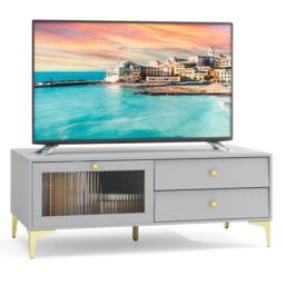 Costway TV Stand for 55-Inch TV 120cm TV Console Cabinet in Grey - thumbnail 1
