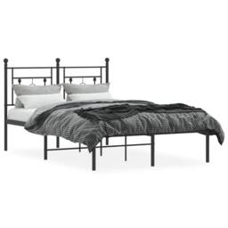 Berkfield Home Metal Bed Frame without Mattress with Headboard Black 120x200cm - Size: Small Double - thumbnail 1