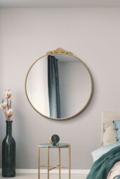 "MirrorOutlet Gold Metal Framed Round Decorative Wall Mirror 39"" X 39"" (100x100CM) - Size: 1 Pack" - thumbnail 2